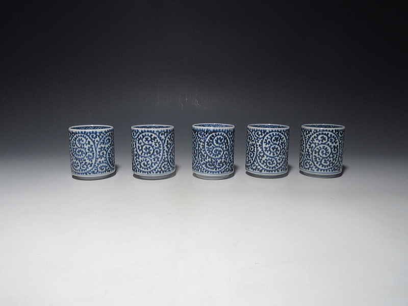 伊万里 染付 たこ唐草 猪口 5個 [B31482] 【公式通販】