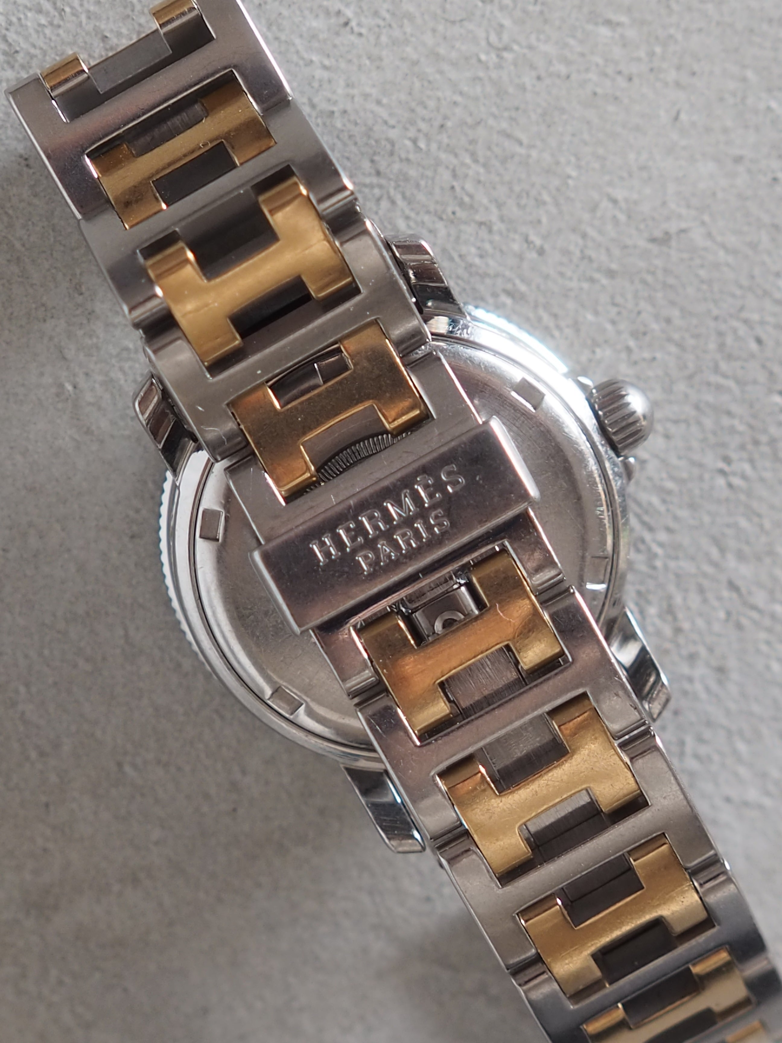 HERMES シルバーゴールド 腕時計 BOX 予備のコマ付き ビンテージ