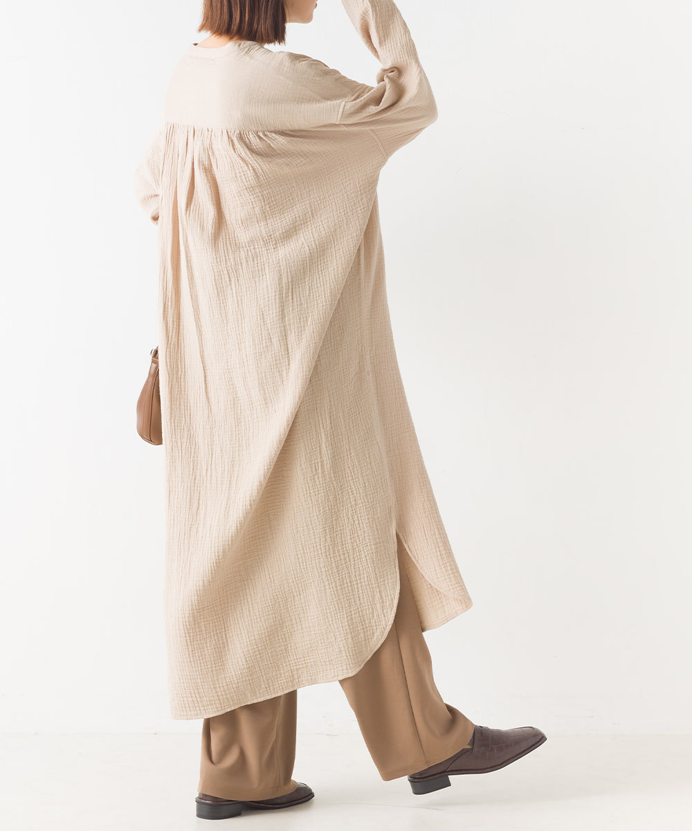 hbB】【OMNES】ダブルガーゼピンタックワンピース【7121-9054】