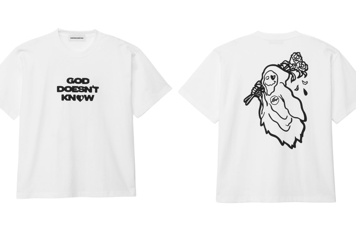 GOD ONLY KNOWS FRAGMENT Tシャツ WHITE L L GOD ONLY KNOWS FRAGMENT