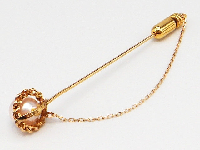 豪華!!18金☆アコヤ真珠 ピンブローチ☆総重量2.4g☆K18刻印有☆パール