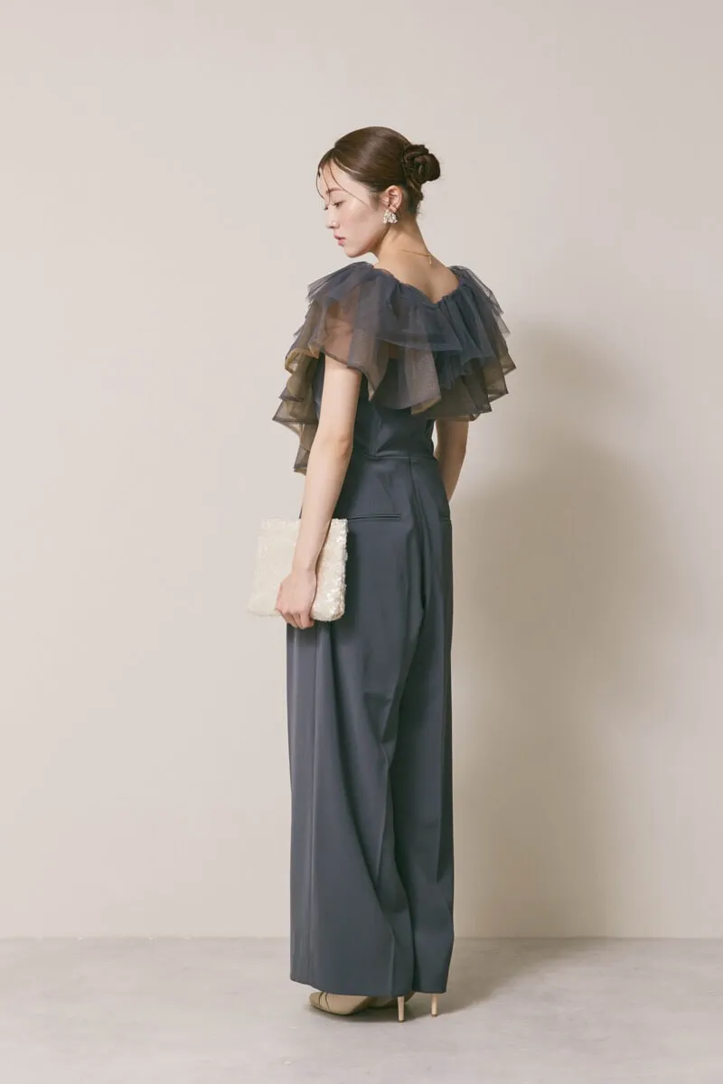 チャコールグレーのチュールカラーベアパンツドレス[M] LAGUNAMOONの