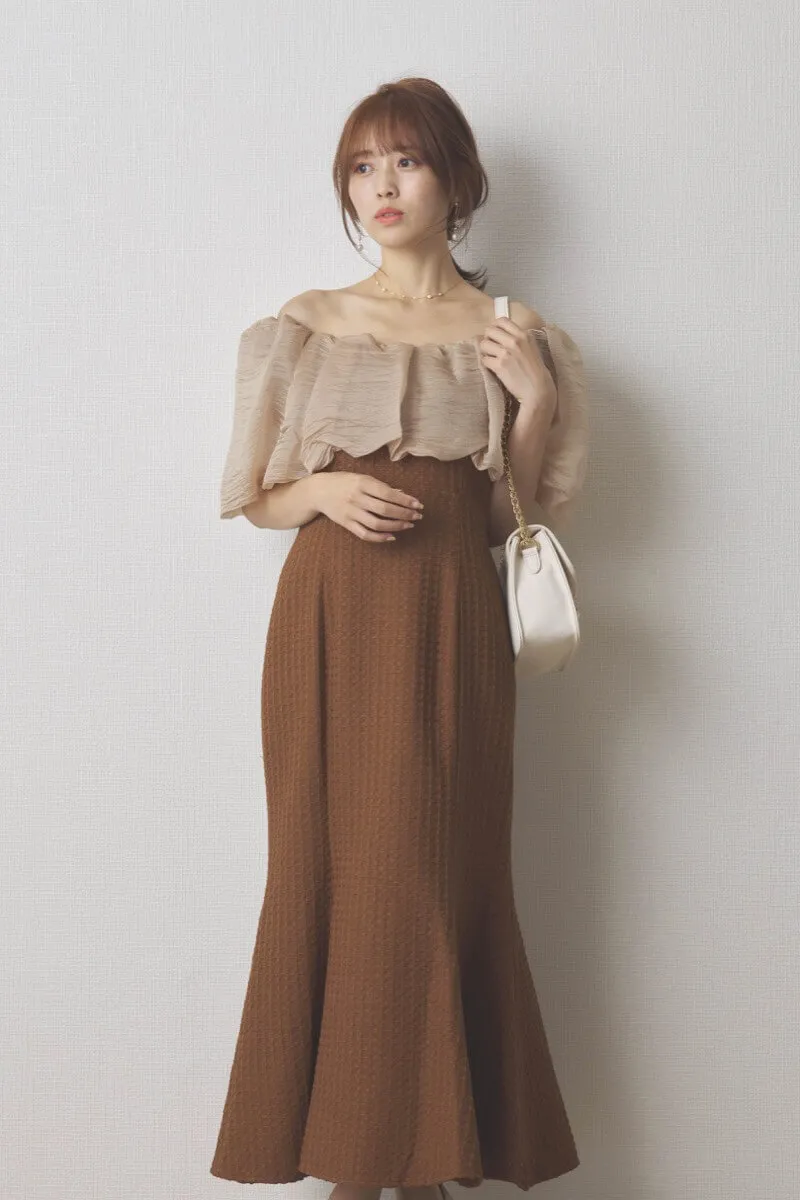 ブラウンの2WAYオフショルマーメイドドレス[M] Lejaのレンタル｜11