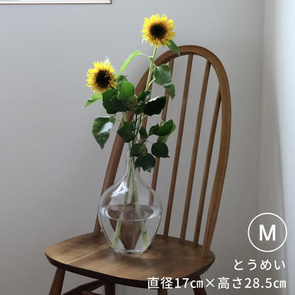 ガラス花瓶｜中型｜クリアブラック、透明｜北欧｜お壺さん_M＠花瓶の
