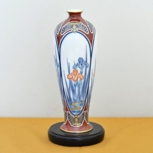 宮内庁御用達香蘭社花瓶「染錦花車」 高級花瓶 染錦花車）花瓶|有田焼