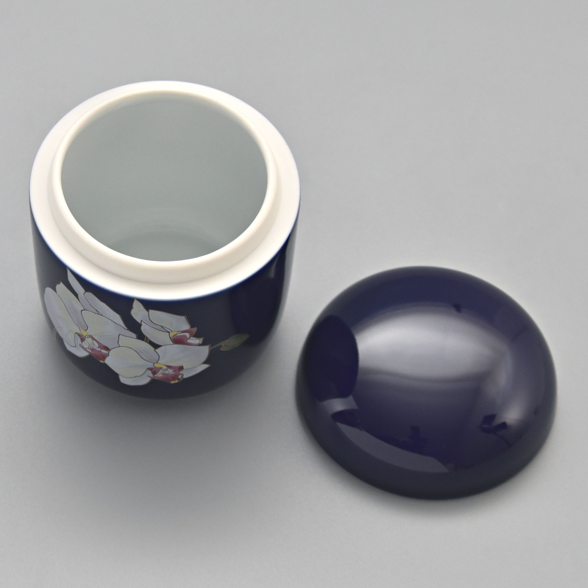 ルリ胡蝶蘭）筒型2.5寸骨壺|有田焼の老舗-香蘭社オンラインショップ