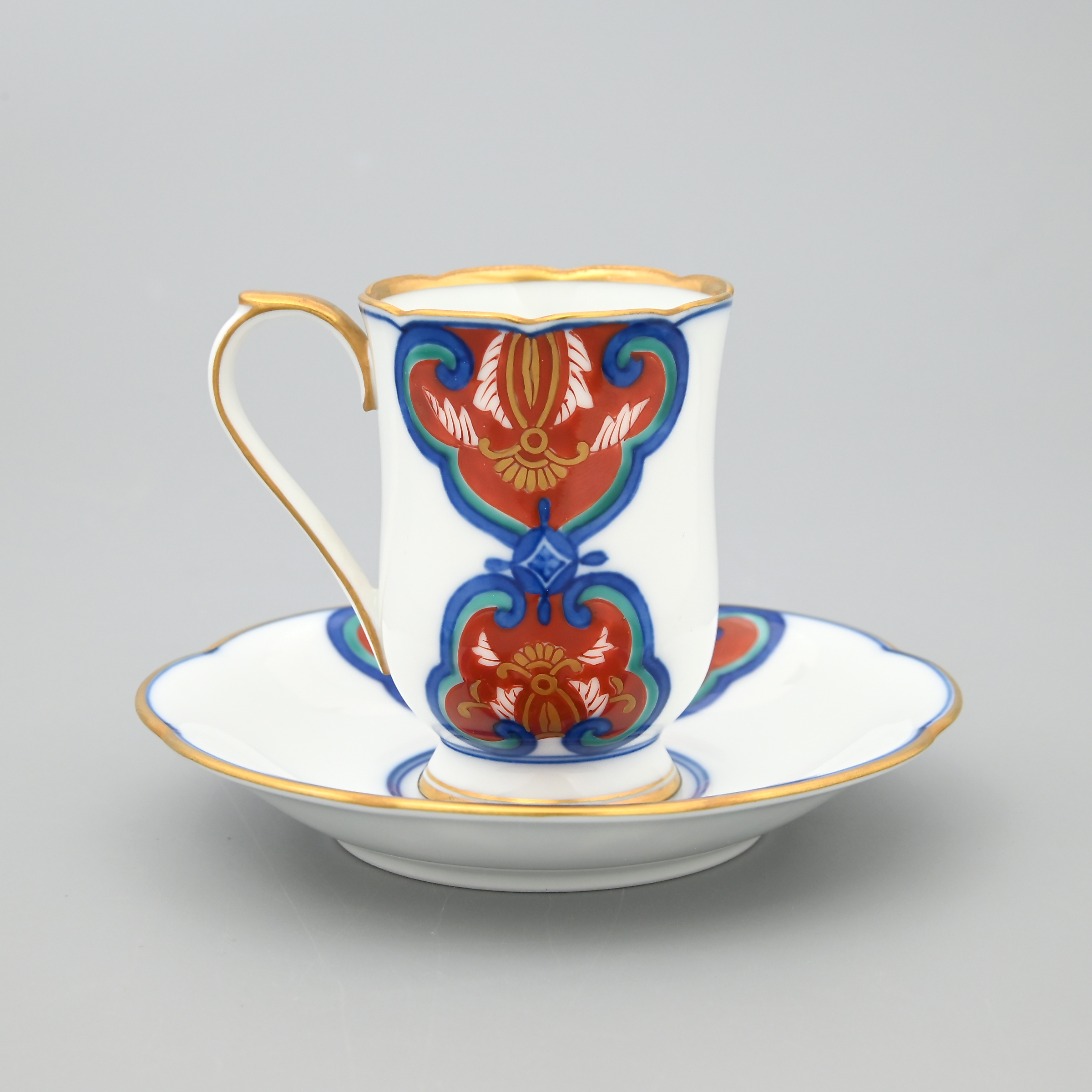 十二代 今泉 今右衛門 染錦 金彩 花文 珈琲碗 デミタス カップ