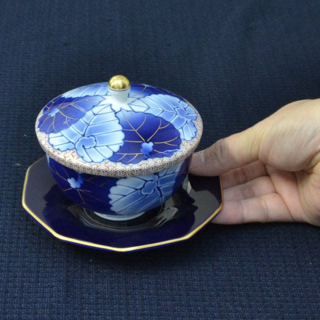 2210 有田焼 芳祥堂特製 葡萄瑠璃 湯呑蓋付 5客 2210 有田焼 芳祥堂