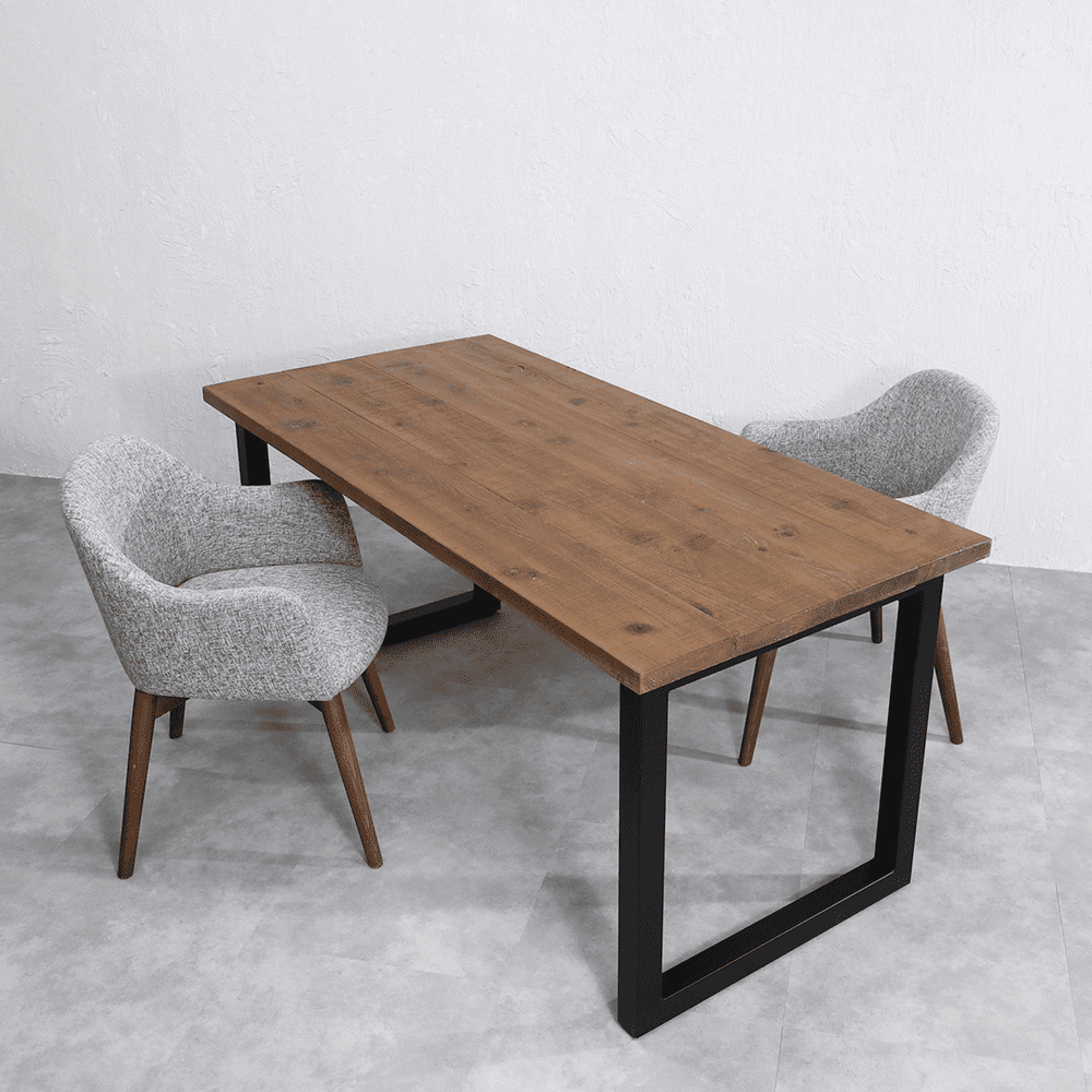 ヴィンテージスタイル 無垢材テーブル／アイアンロの字レッグス