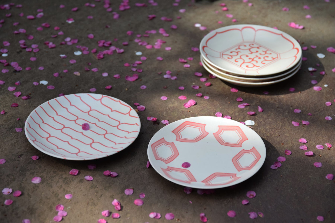 四角向付 5客 草花文様 染付 色絵付 明治 大正 蔵出し 【公式通販】