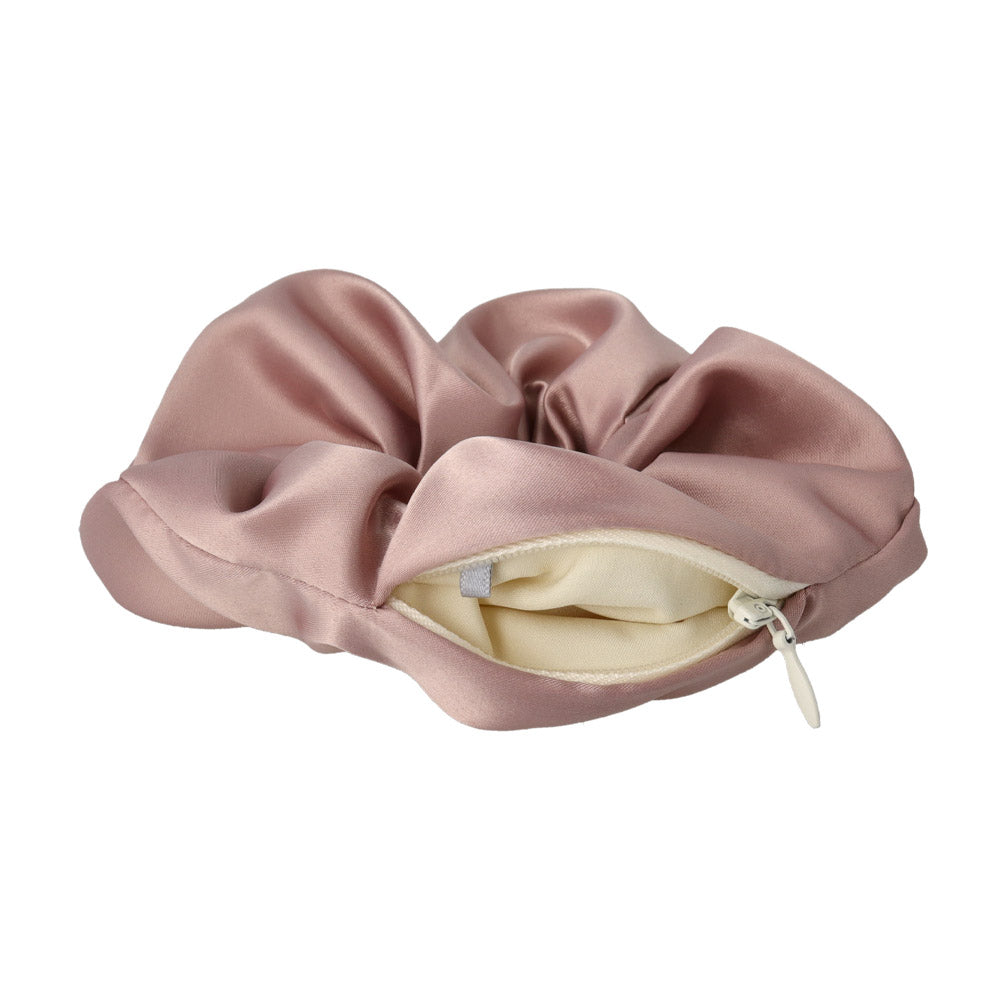 シュシュ chouchou pouch ファスナー ポーチ付き サテン カラー