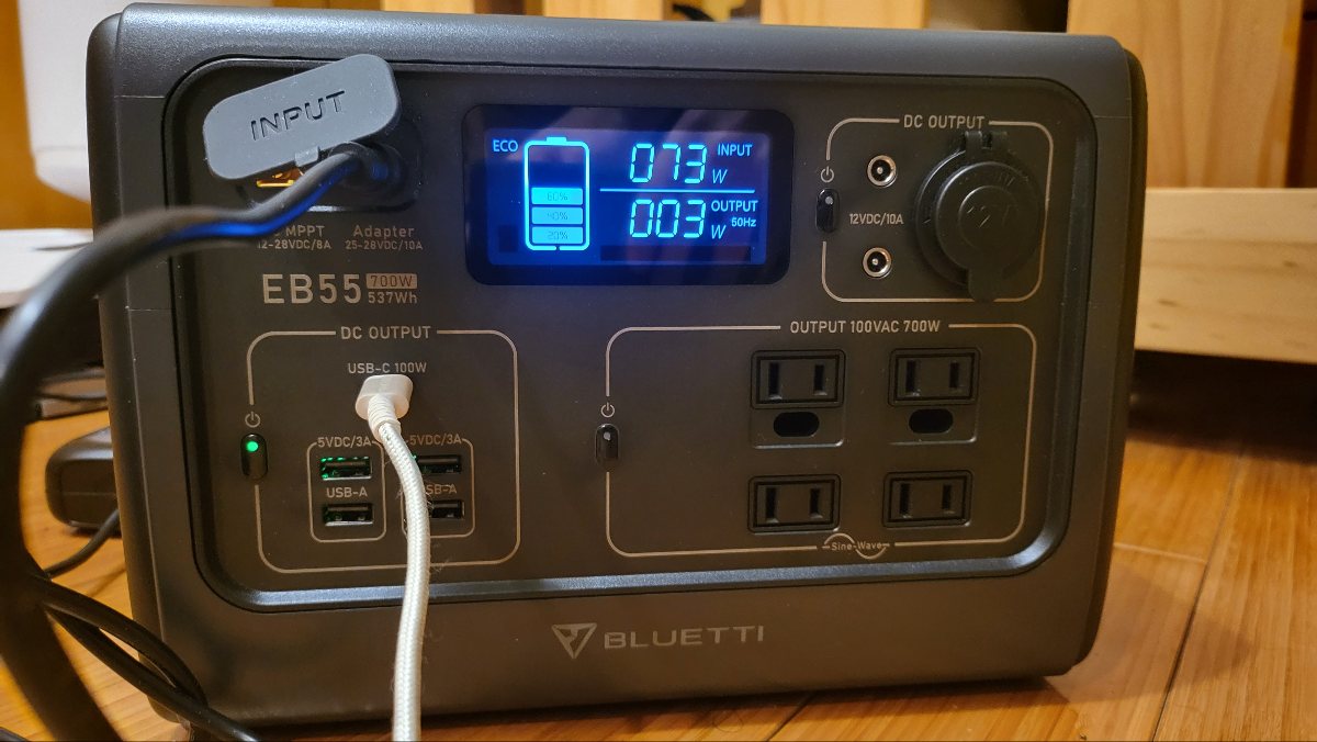 BLUETTI EB55 ポータブル電源 レビュー：537Wh、定格750Wでシンプルな