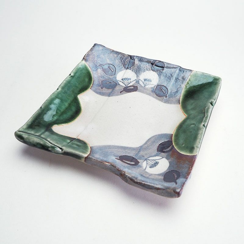 織部椿文角皿 17cm｜和食器通販｜織部 Online Store【公式】