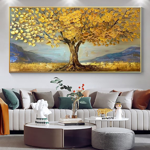 風景画 油彩画 金色フレーム 約40cm x 50cmアクリル 風景画 油彩画