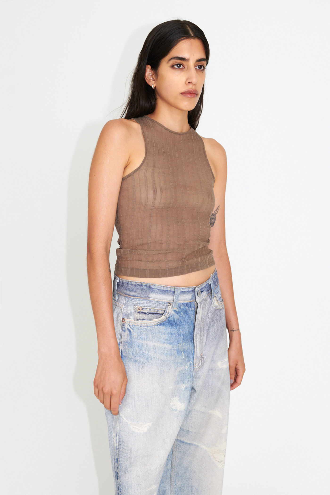 Our Legacy - Wave Tank Olive Ruffle Silk | Our Legacy