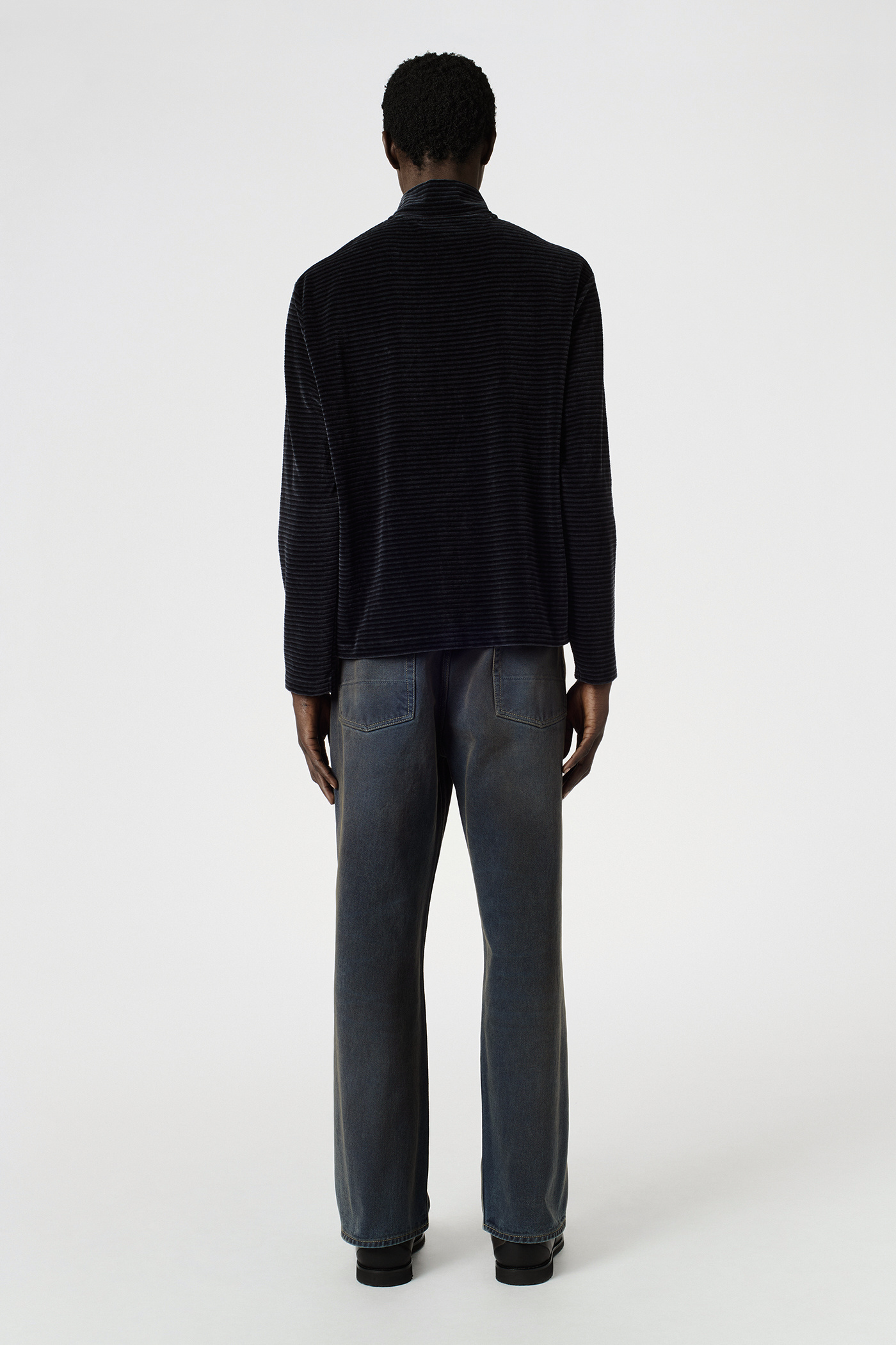 Our Legacy - Shrunken Fullzip Polo Phantom Stripe Velour