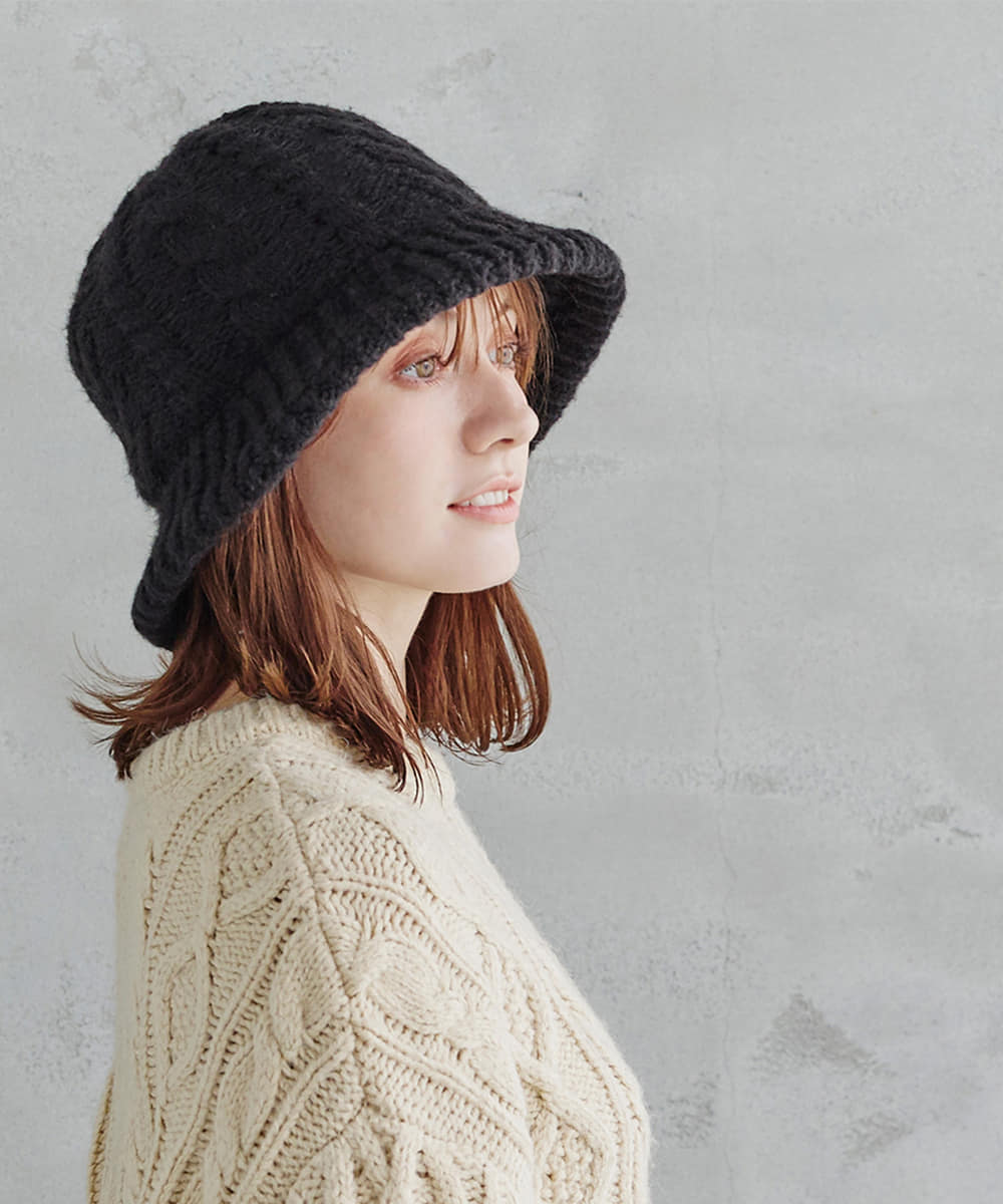 美品】FUMIE TANAKA 2024aw / ニット レース ハット/黒 FUMIE TANAKA