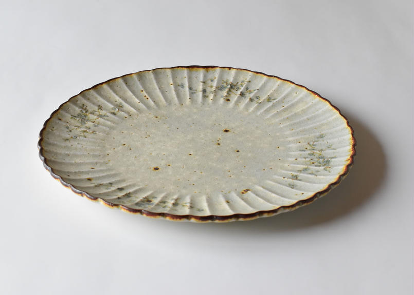 市野吉記 楕円皿 売れ筋 市野吉記さん コウホ窯 丸皿 約22.5cm 市野吉