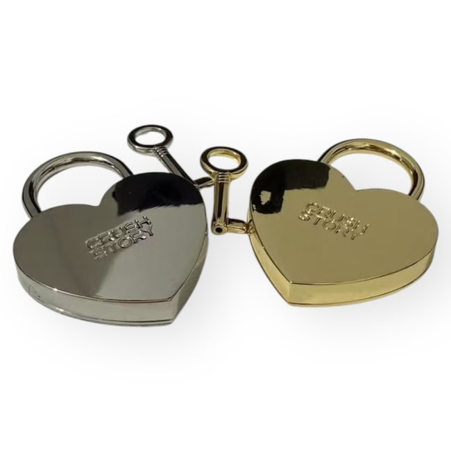 Chanel Silver Heart Shaped Crush Story Padlock & Key & Original Box