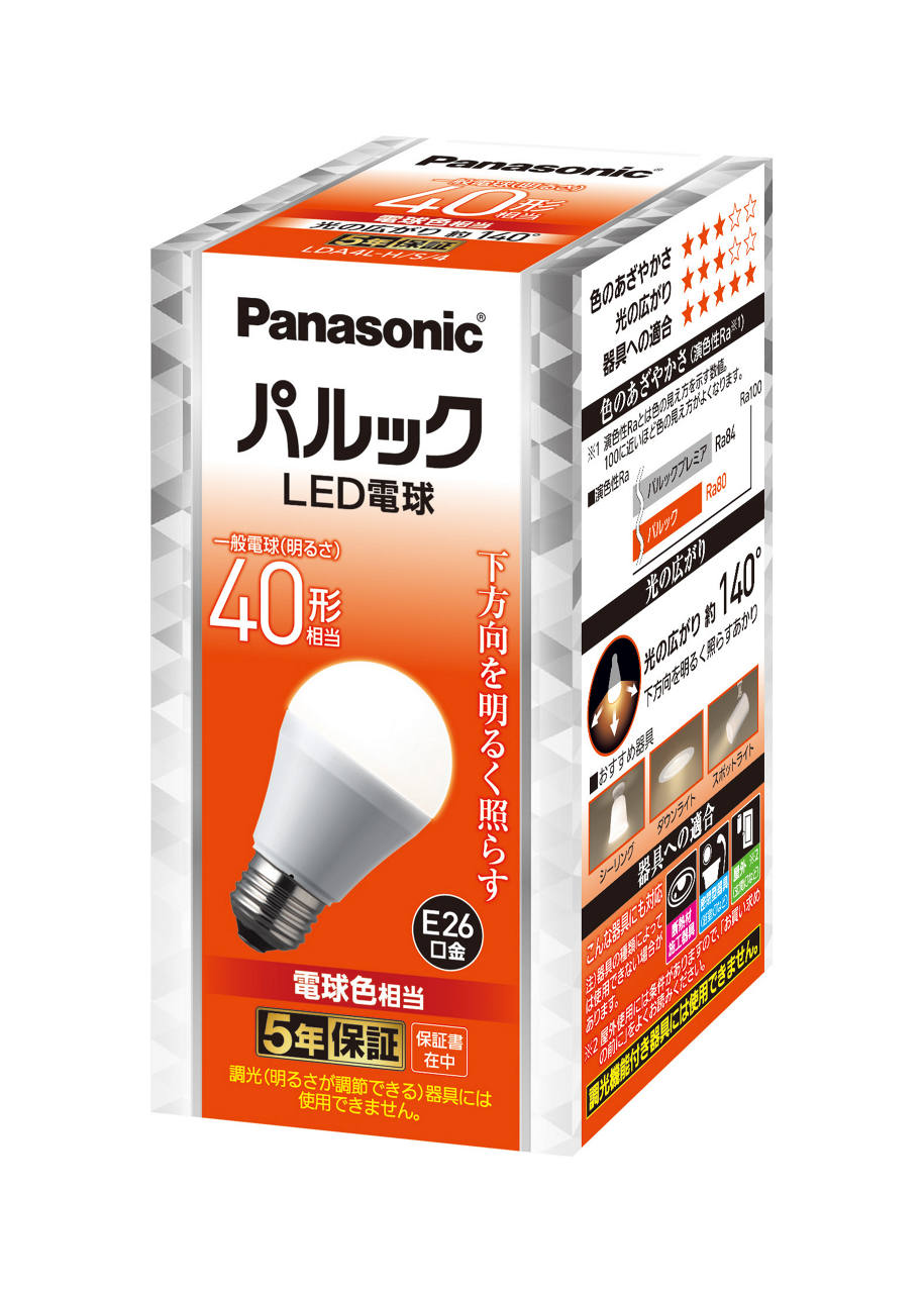 概要 パルック LED電球 4.4W （電球色相当） LDA4LHS4 | LED電球・蛍光