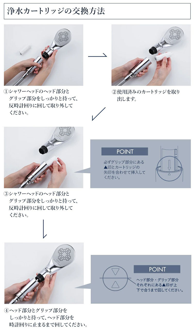 浄水カートリッジ アヴァンティアクア用 塩素除去機能 シャワーヘッド