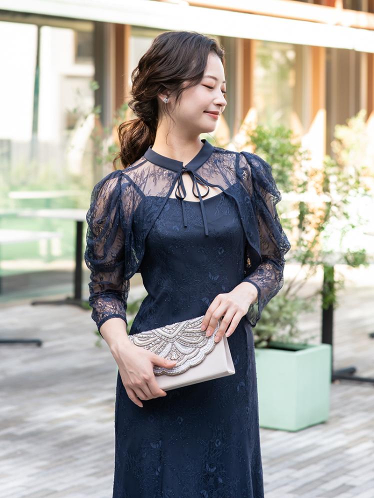 レースボレロマーメイドドレス(ネイビー)CL1-424NA-M | パーティドレス