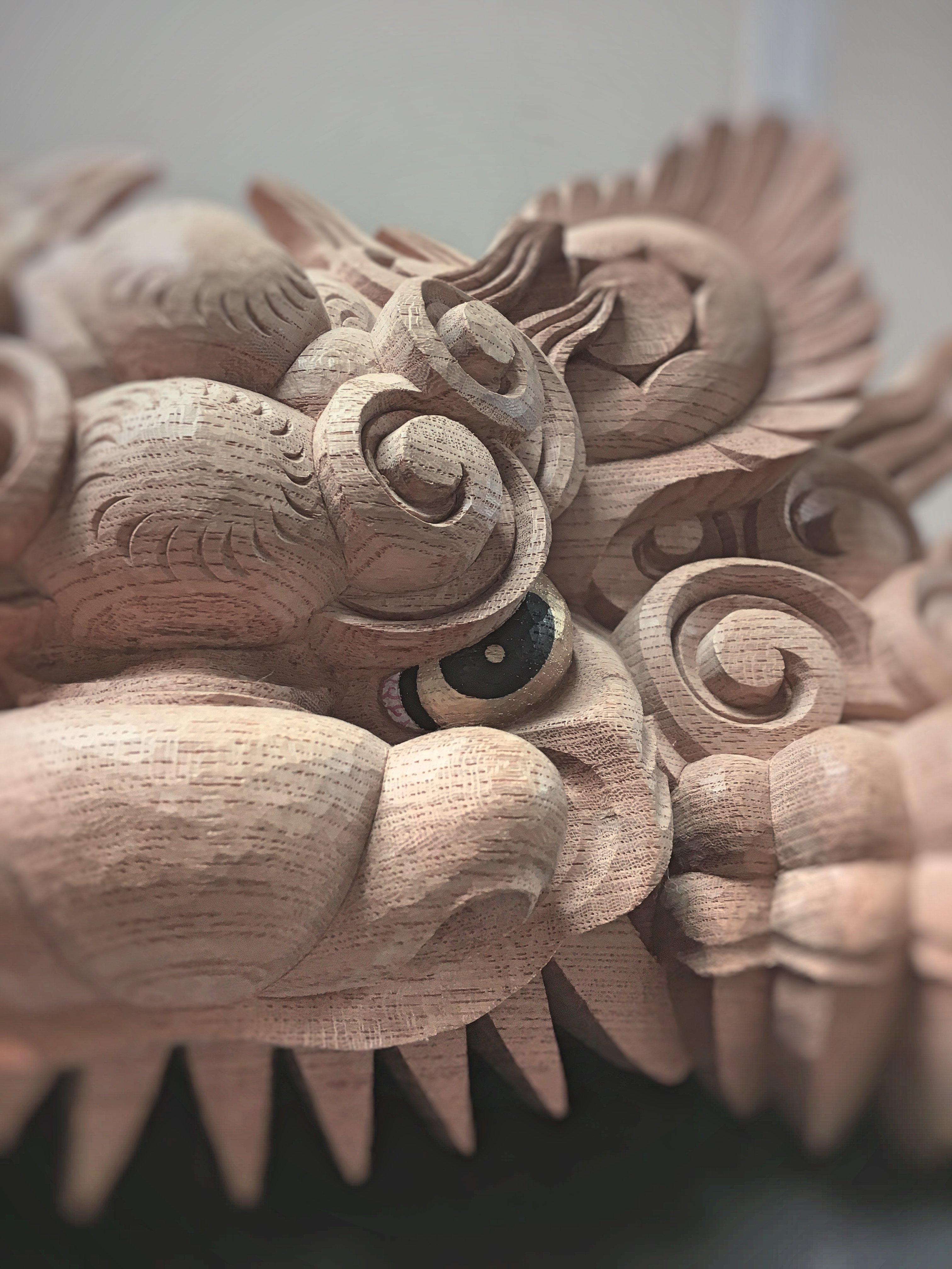 だんじり ミニ獅子噛 迫力満点 極厚 欅彫刻 獅子 獅子噛 けやき ケヤキ