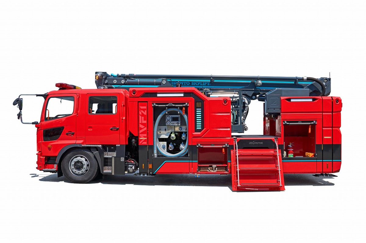 モリタが開発した「21mブーム付多目的消防ポンプ自動車 MVF21」が