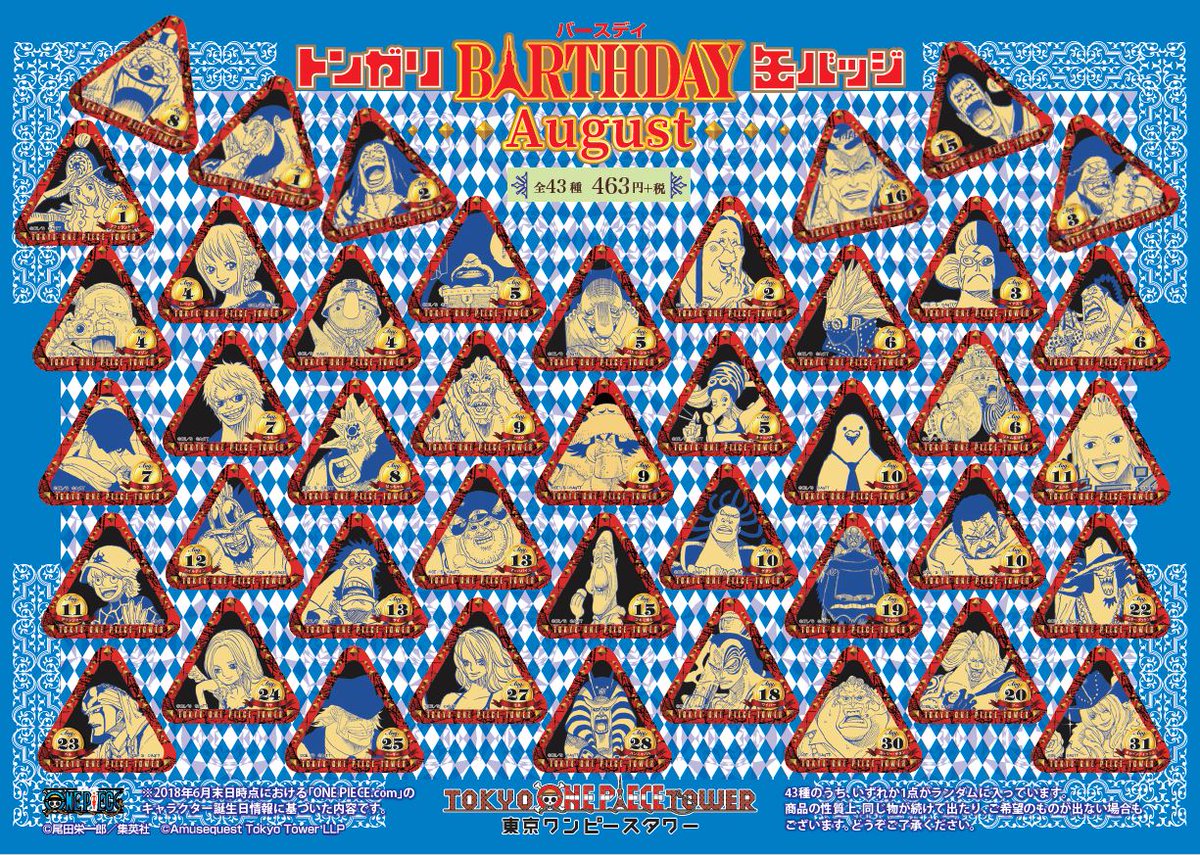 ワンピース ONE PIECE トンガリバースデー缶バッジ ホーキンス 麦わら