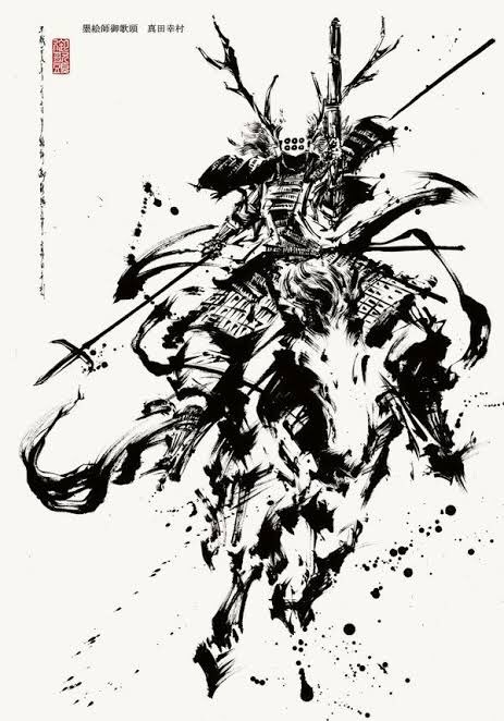 水墨画 侍の絵 絵27✖️24 水墨画 武士の絵 絵27✖️24