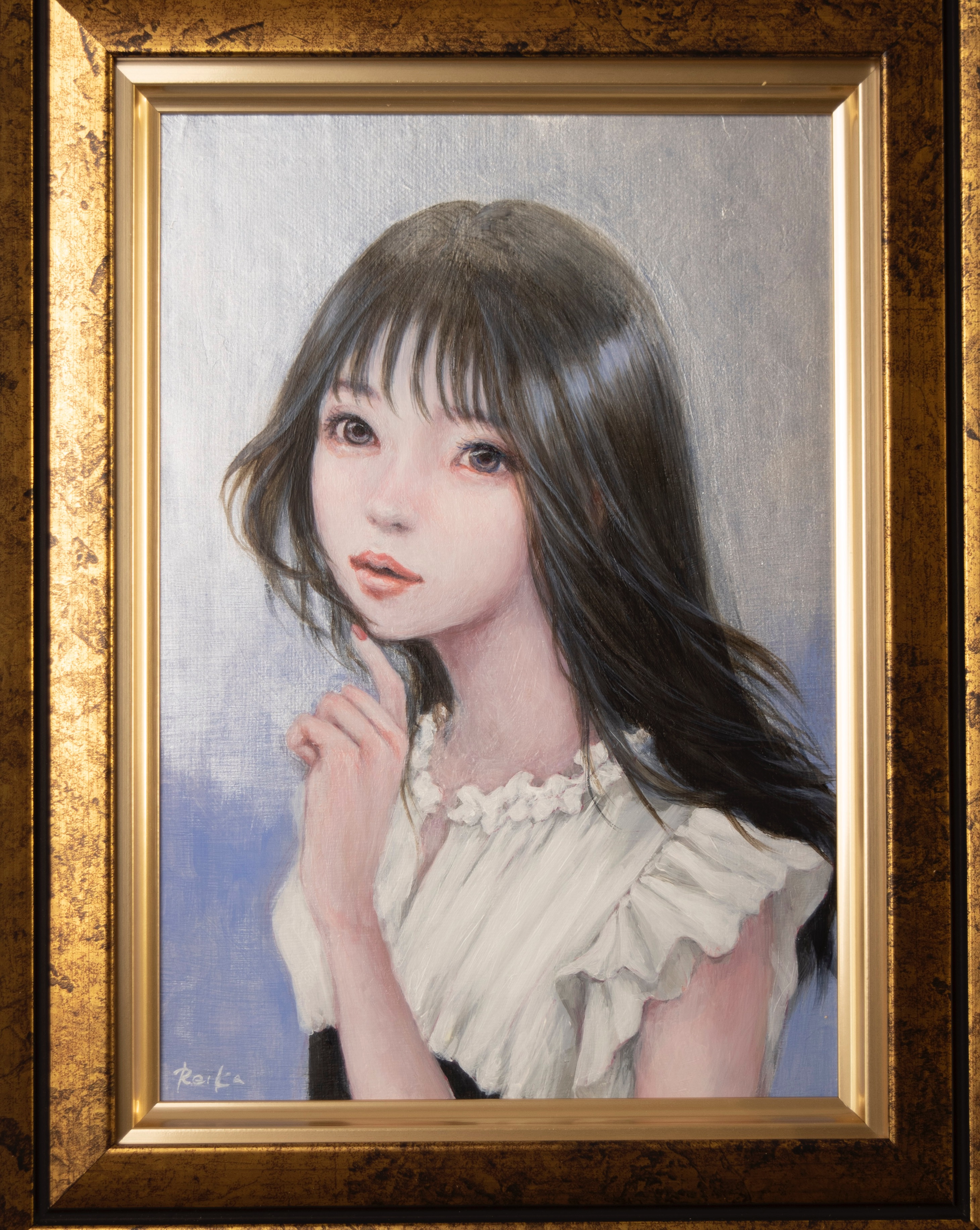 油絵 絵 絵画インテリア 額付(銀) F4-040314 子供たち 雨あがり 絵画