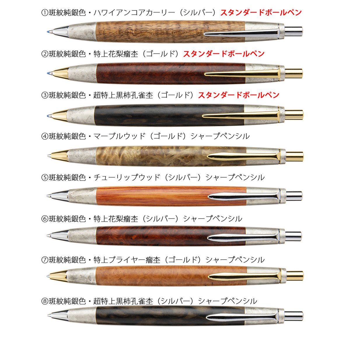 野原工芸 斑紋孔雀色金具 クス瘤杢BP 野原工芸 斑紋孔雀色金具 クス瘤