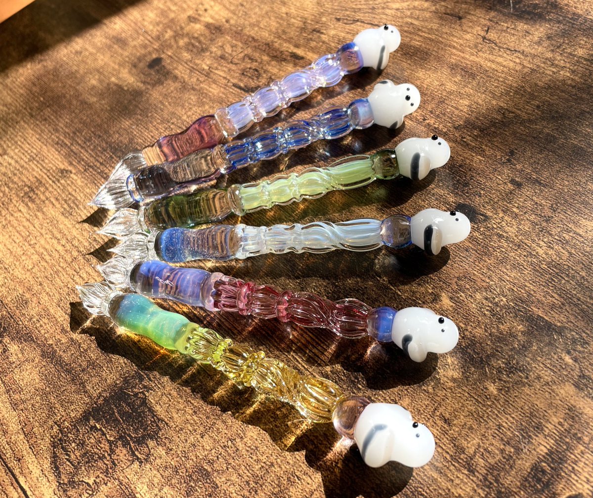 文具女子博にシマエナガペンを6本もっていきます！😳 #ガラスペン