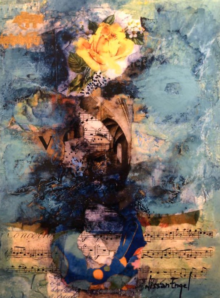 ニッサン・インゲル「メロディー」オリジナル 油彩 コラージュ 原画