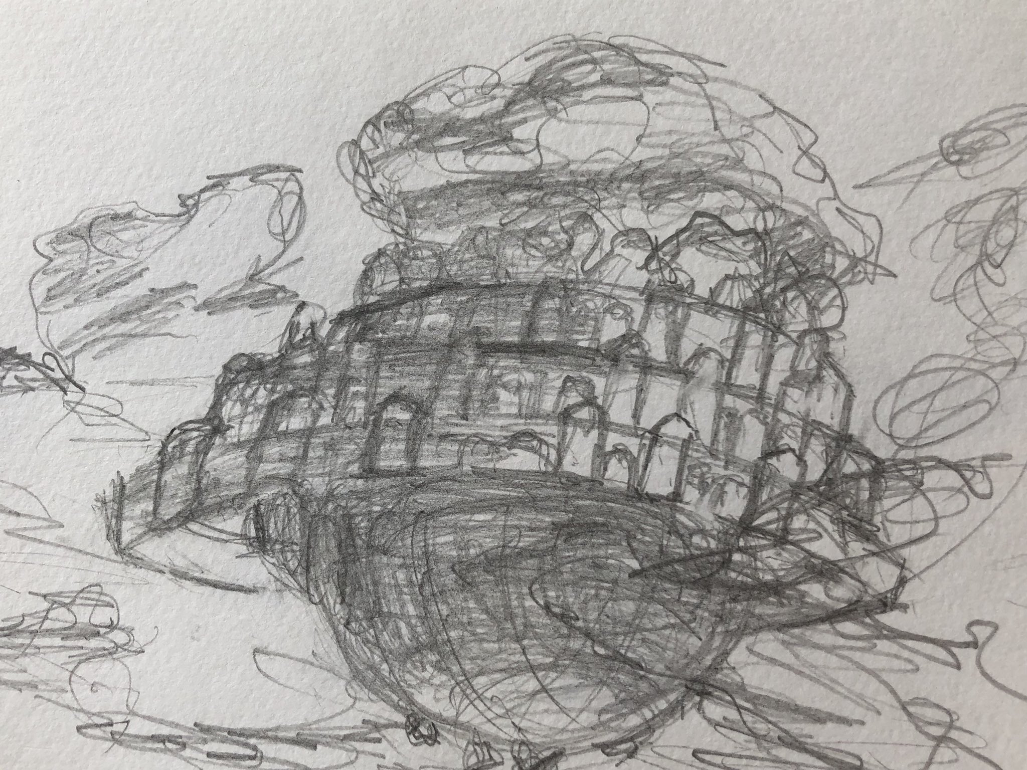 天空の城ラピュタ 油彩肉筆画 油彩画 絵画 風景画 油絵 スタジオジブリ