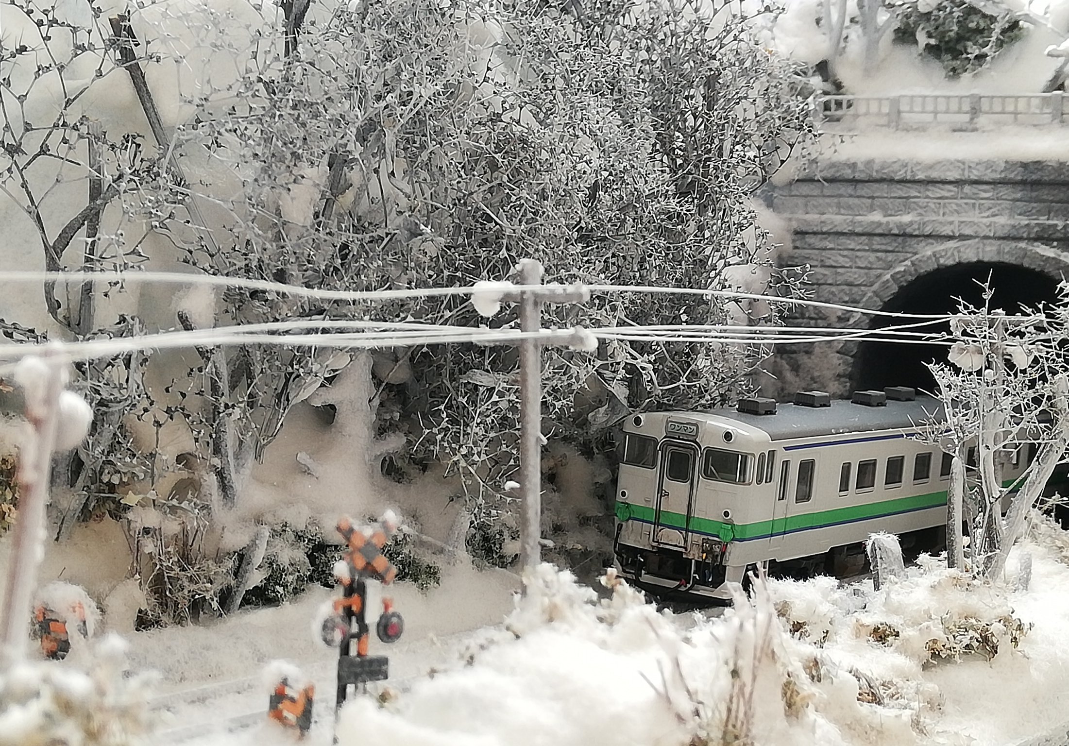 ケースあり】N保管用ジオラマ「白雪の軌道」—静寂に佇む冬景色ベース