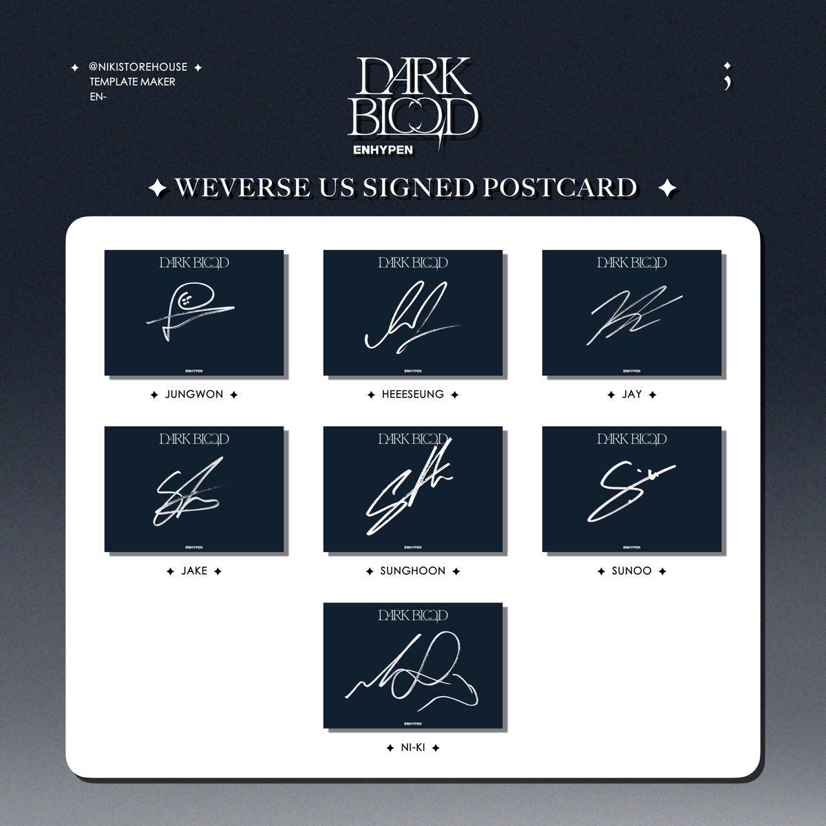 엔하이픈 다크블러드 포카 리스트 ENHYPEN Dark Blood | DB Weverse US