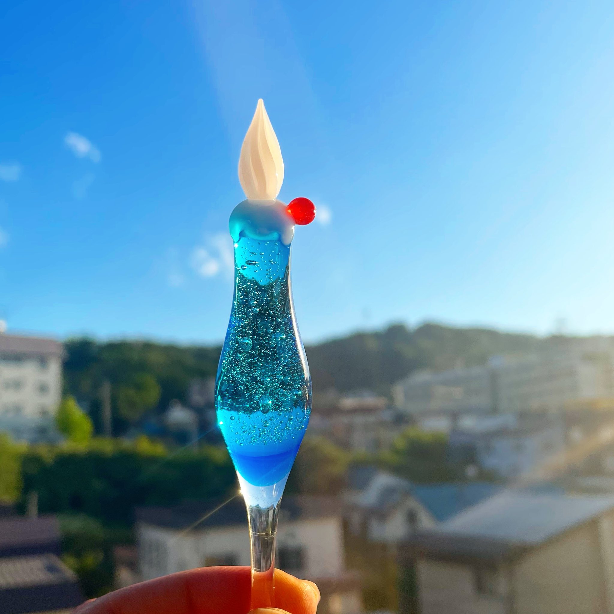 空色のクリームソーダガラスペン 雨空(雨空): ステーショナリー