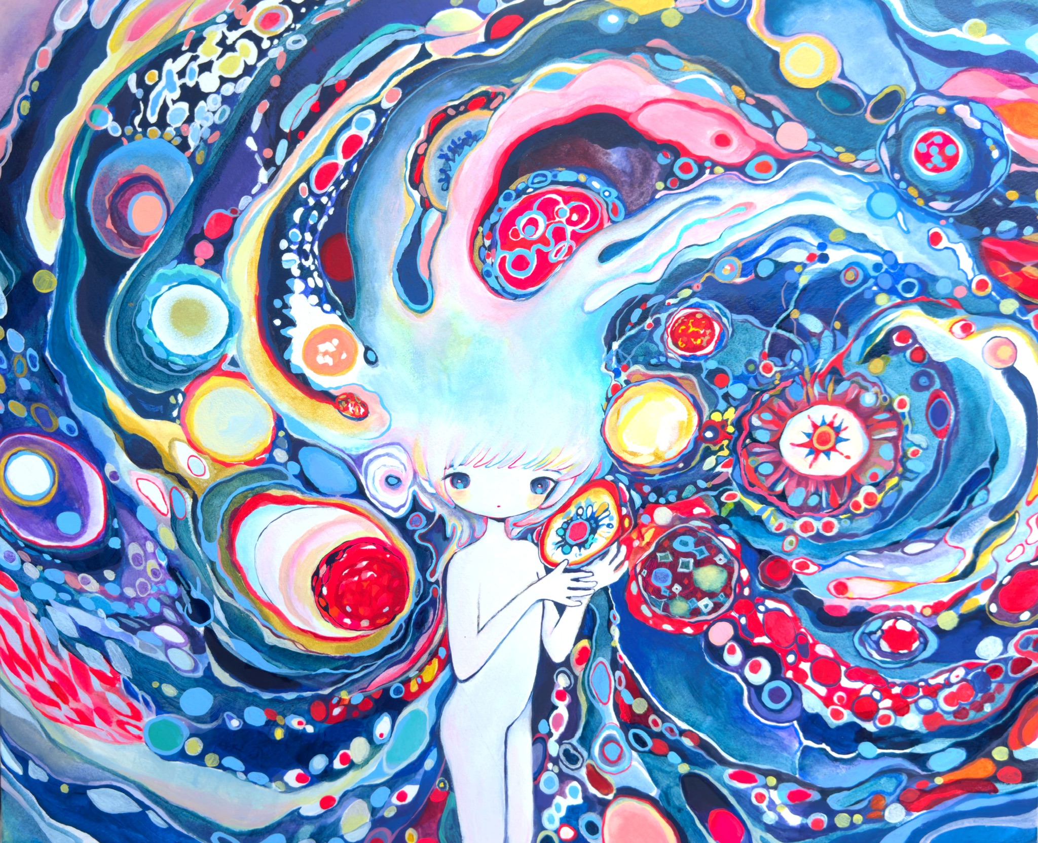 si_ku 黄菊しーく painting 原画 18×23cm(額縁含む) si_ku 黄菊しー