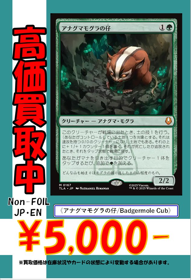 MTG アバター 伝説の少年アン TLA M 0167 アナグマモグラの仔