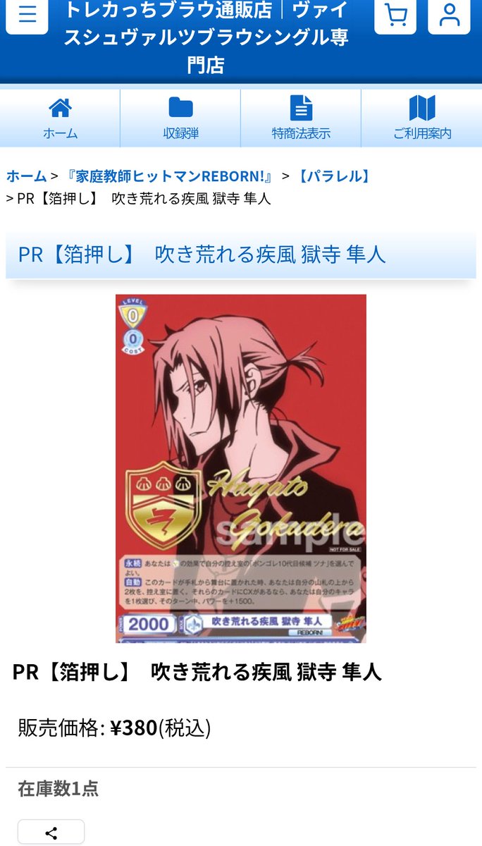 家庭教師ヒットマンREBORN ヴァイスシュヴァルツ 獄寺 ヴァイス