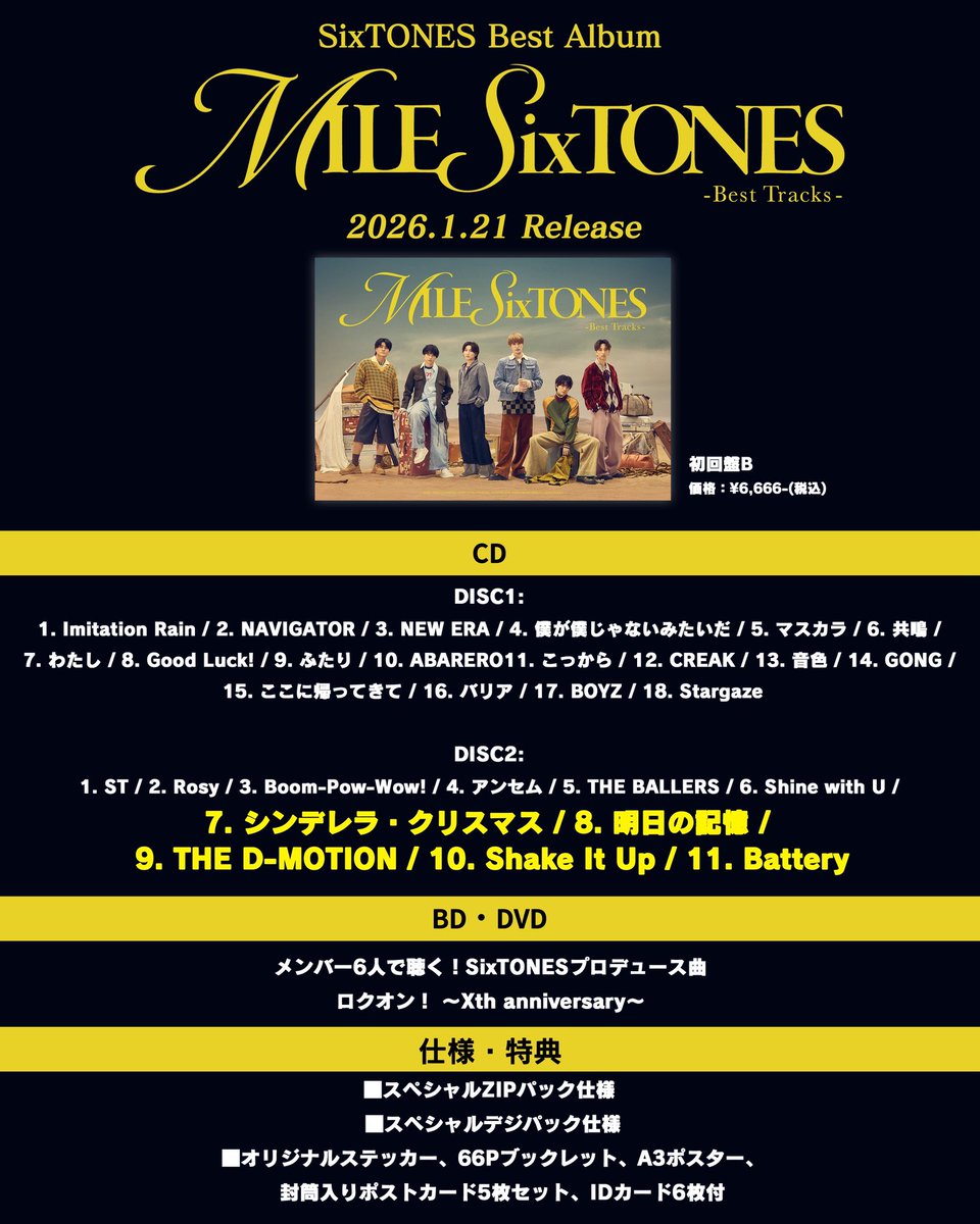 Best Album 「MILESixTONES -Best Tracks-」 2026.1.21 Release
