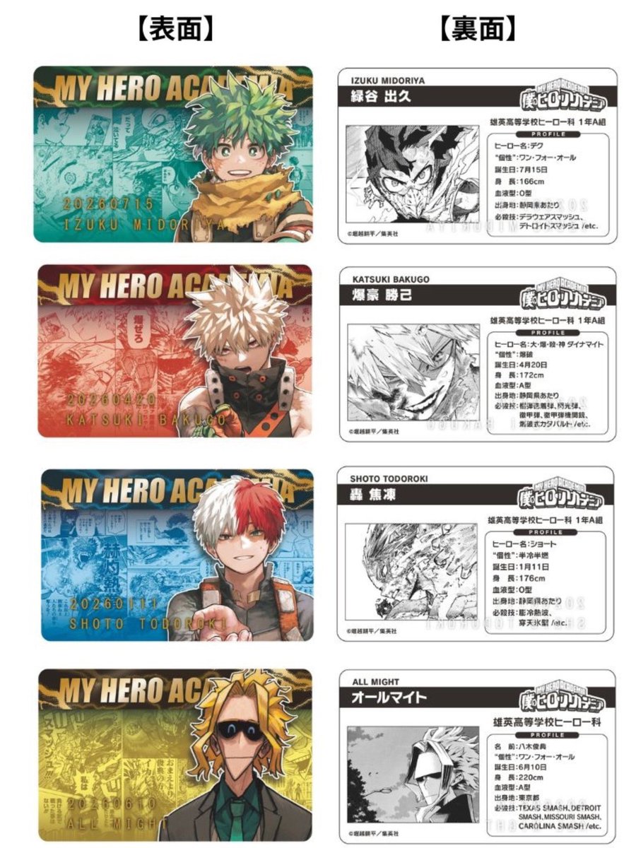 僕のヒーローアカデミア』 バースデイコレクションカード2026 明日1月
