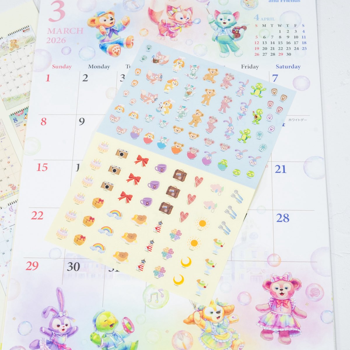 3点セット ダッフィー＆フレンズ 壁掛けカレンダー 卓上カレンダー