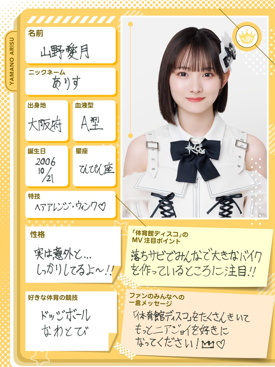 ニアジョイ ≒JOY 山野愛月 雑誌当選品 直筆サイン入りチェキ ≒JOY
