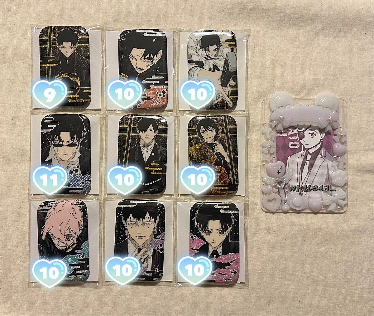 交換/譲渡】カグラバチ 蒔絵風スクエア缶バッジ 譲｜千鉱,漆羽,座村,薊