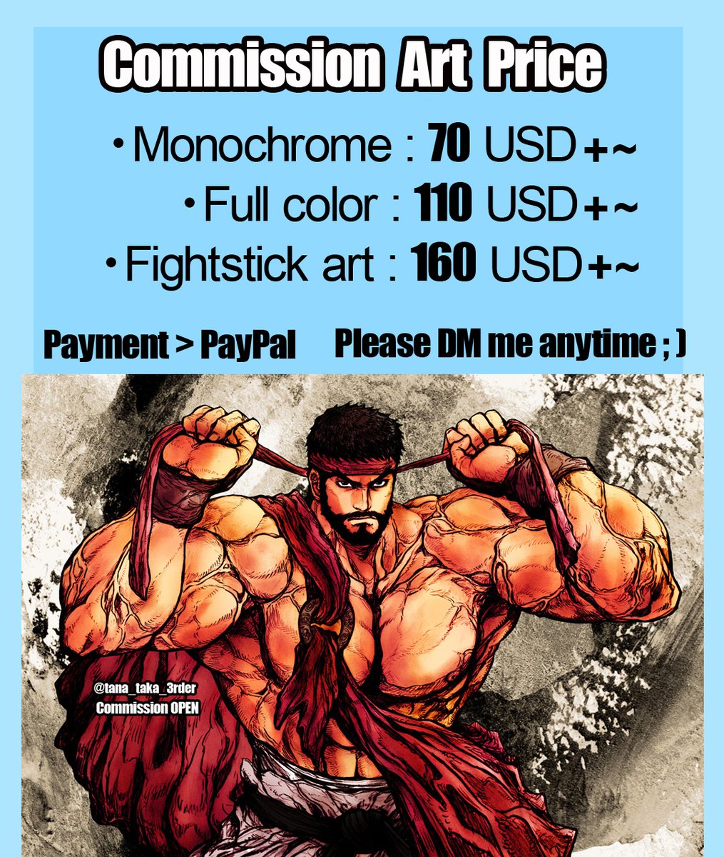 Commission Sheet lowest price is for bust shot size. Details will