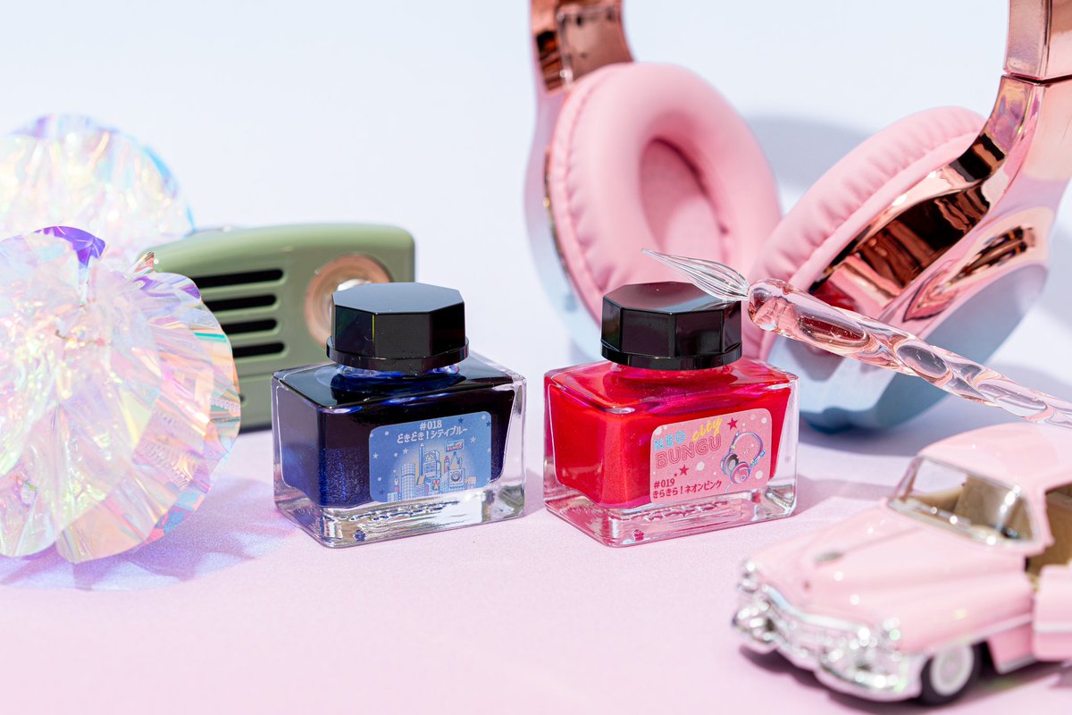 ◇文具女子博2024横浜◇限定公式インク ネオンピンク&シティブルー