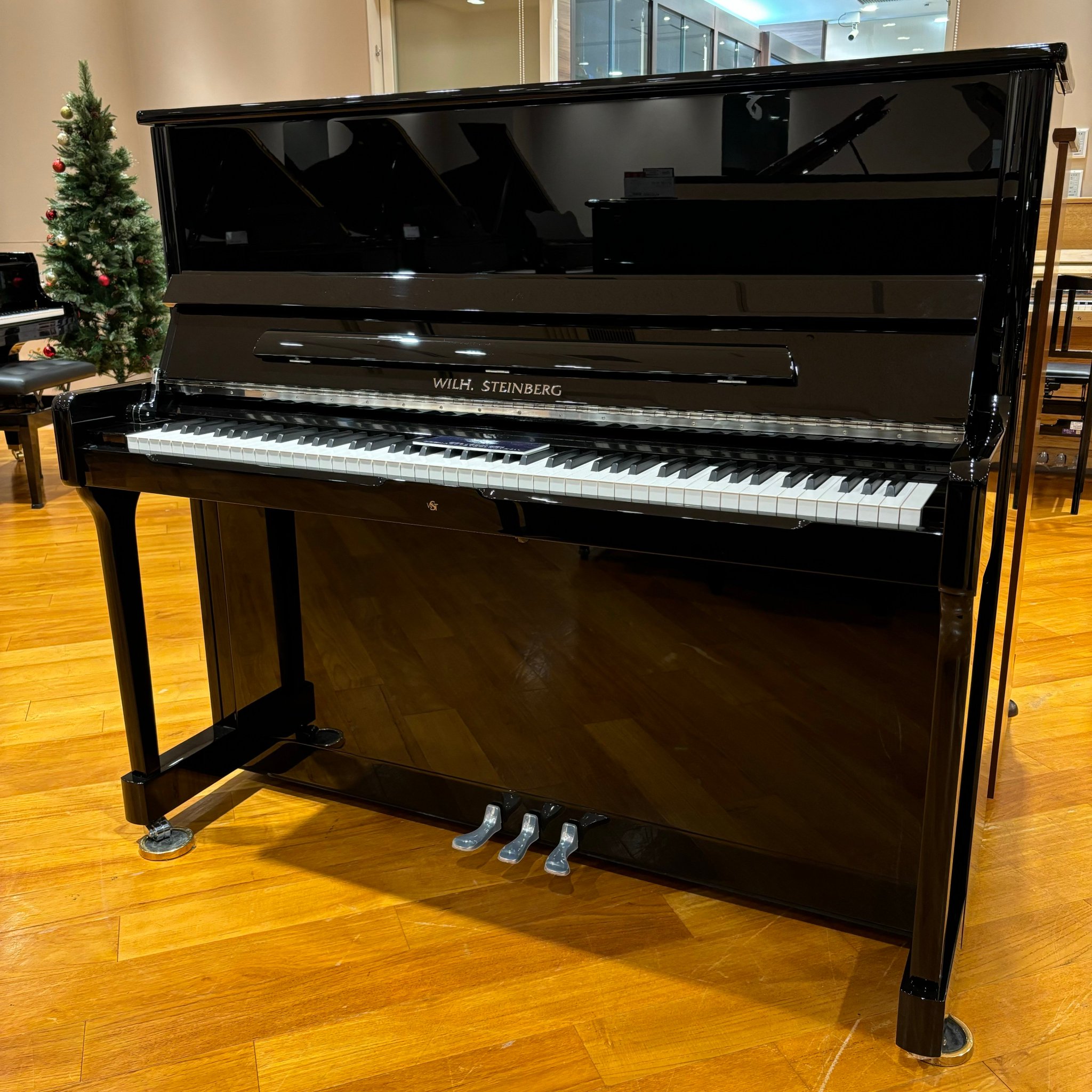 STEINBURG アップライトピアノ 猫足 ダークウォールナット 木目調
