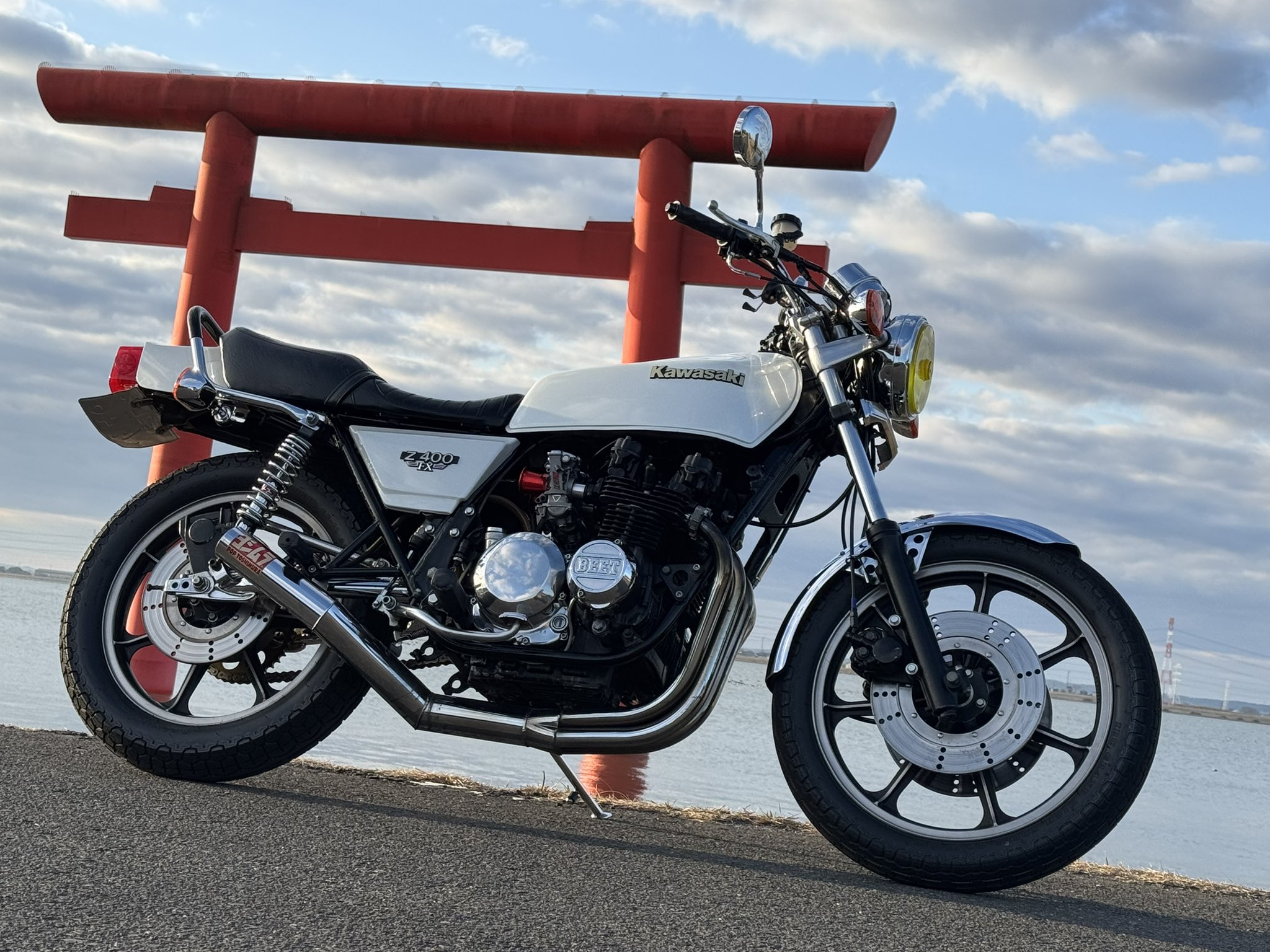 h*e様 Kawasaki Z400FX用 水野板金工業所 メッキ製 蛍付きツイ 【公式